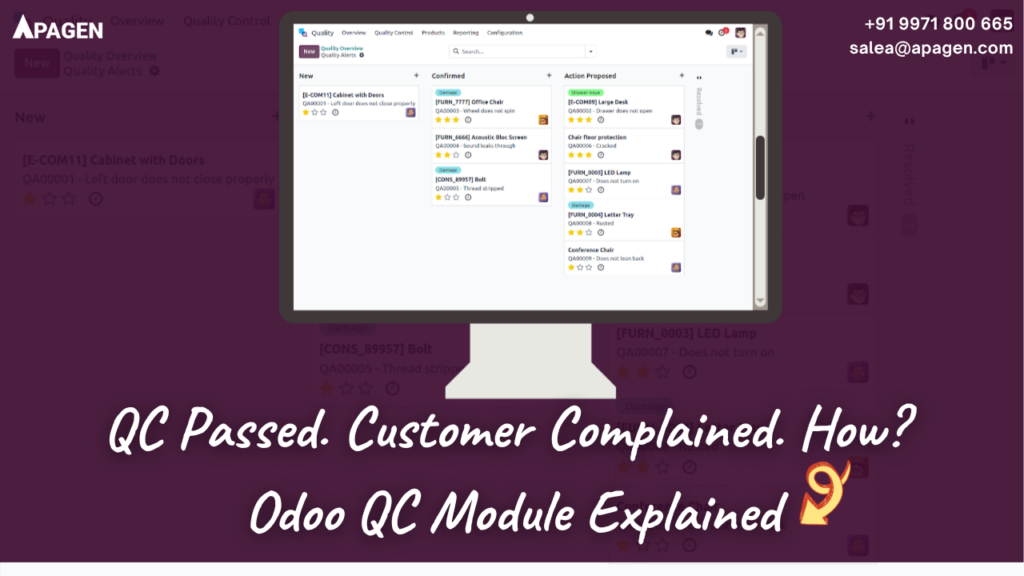 Odoo manufacturing quality management software by Apagen