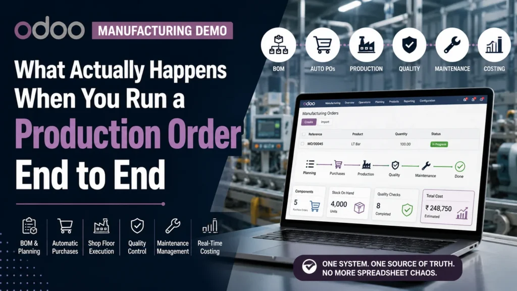 Odoo Manufacturing Demo: What Actually Happens When You Run a Production Order End to End