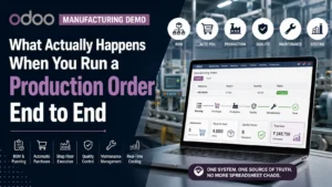 Odoo Manufacturing Demo: What Actually Happens When You Run a Production Order End to End