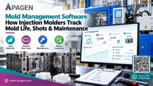 Mold Management Software showing a mold's lifetime shots, service history and next maintenance due